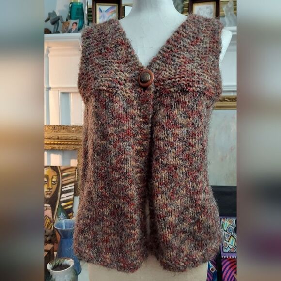 Vintage Hand Knit Sweater Vest Size S/M - Picture 1 of 8